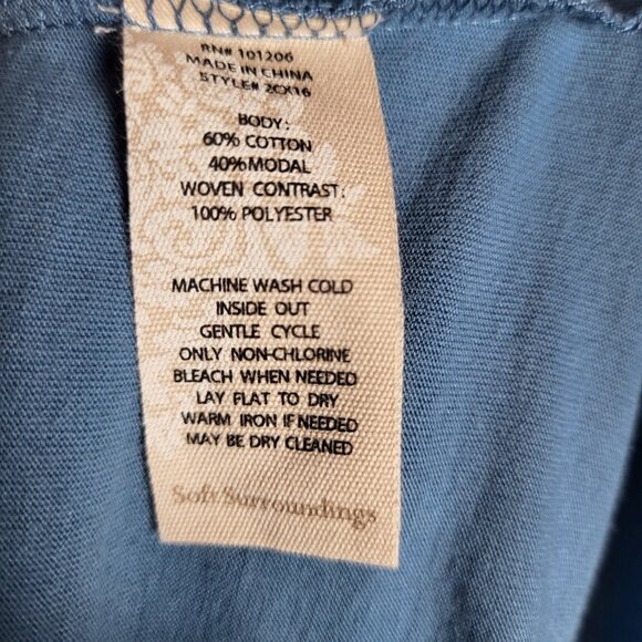 Soft Surroundings Dress Women's Medium Blue Asymmetric Flowy Long Sleeve Classic - Picture 9 of 9